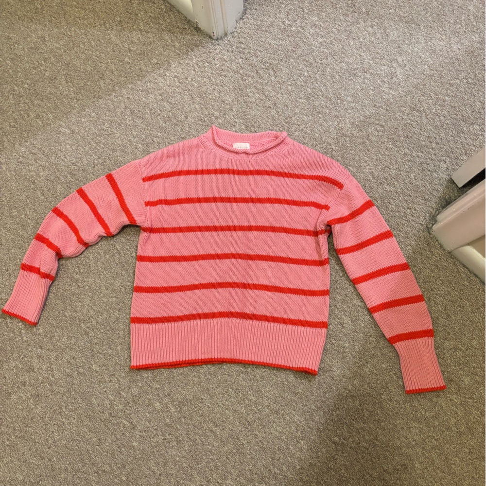 Caslon Women's Pink and Red Striped Sweater
